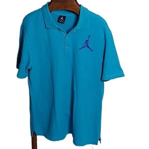 JORDAN FLY MEN'S TURQUOISE POLO SHIRT‎ SIZE LARGE
